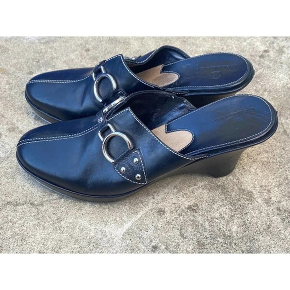 Cole Haan Classic Leather Clog Mule Womens Black US 8AA Made Brazil Preowned - Picture 2 of 9